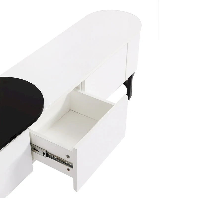 Mobile TV allungabile con 3 cassetti e gambe regolabili in metallo (Adatto per TV fino a 75 pollici)