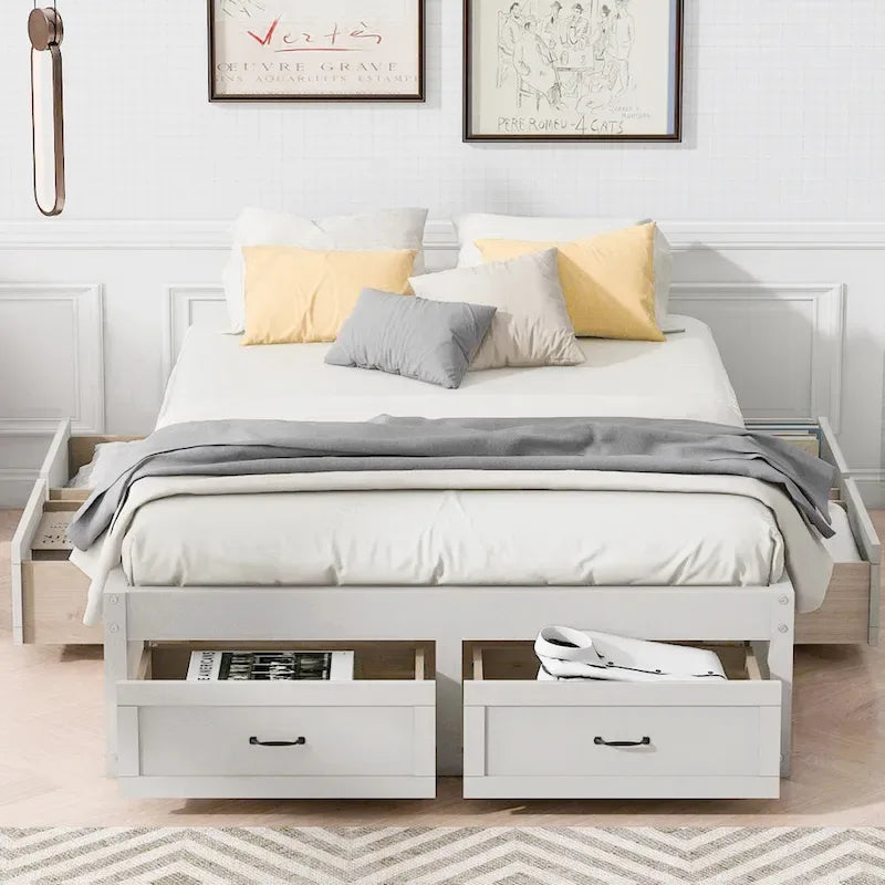 Letto a piattaforma matrimoniale con 6 cassetti contenitore