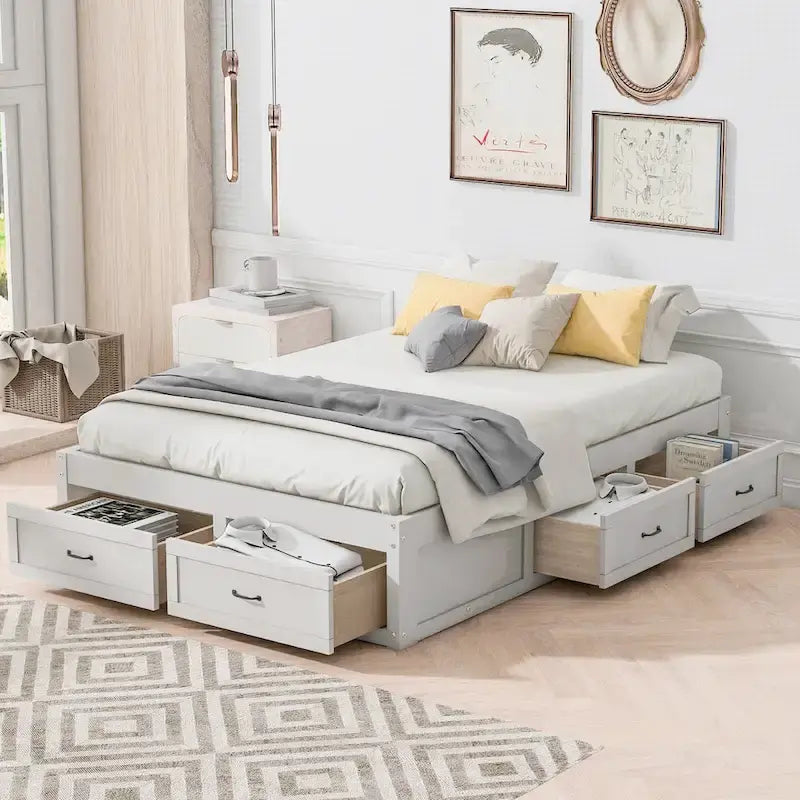 Letto a piattaforma matrimoniale con 6 cassetti contenitore