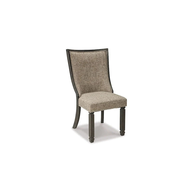 Set di 2 sedie da pranzo, nero, poliestere intrecciato grigio marrone