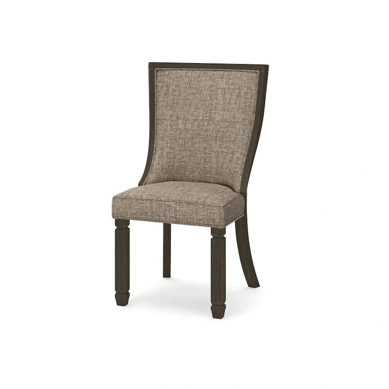 Set di 2 sedie da pranzo, nero, poliestere intrecciato grigio marrone