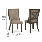 Set di 2 sedie da pranzo, nero, poliestere intrecciato grigio marrone