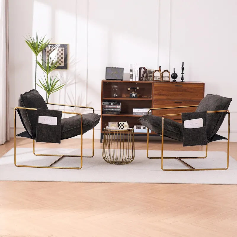 Poltroncine d'appoggio con struttura in metallo (set da 2)