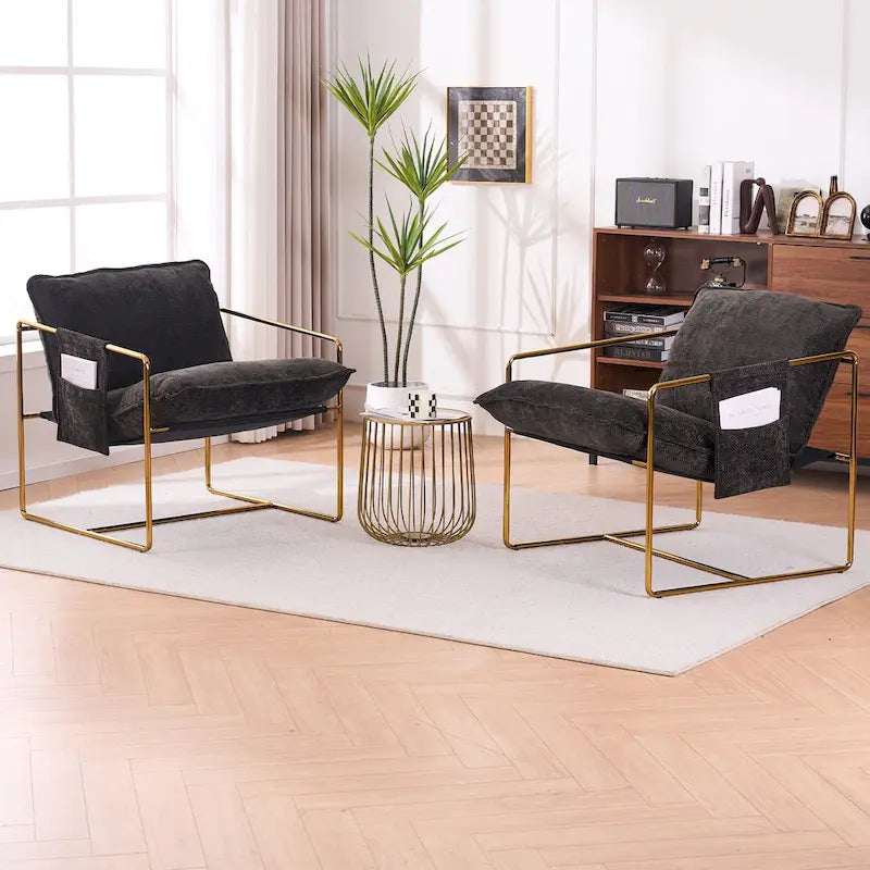 Poltroncine d'appoggio con struttura in metallo (set da 2)
