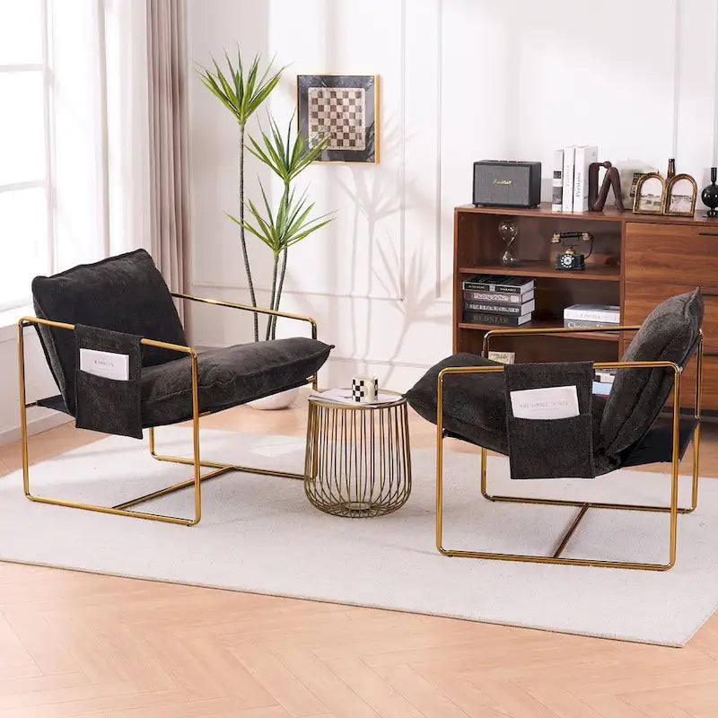 Poltroncine d'appoggio con struttura in metallo (set da 2)
