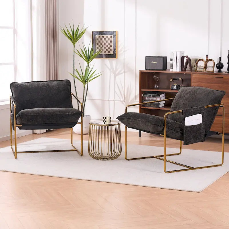 Poltroncine d'appoggio con struttura in metallo (set da 2)