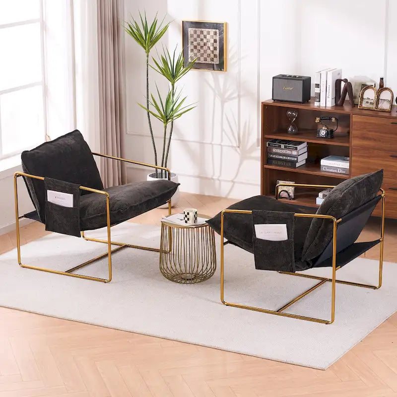 Poltroncine d'appoggio con struttura in metallo (set da 2)