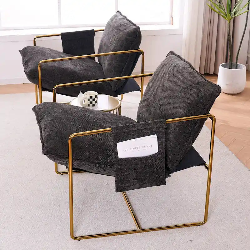 Poltroncine d'appoggio con struttura in metallo (set da 2)