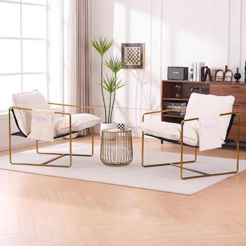 Poltroncine d'appoggio con struttura in metallo (set da 2)