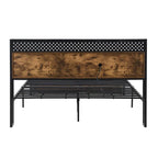 Struttura letto matrimoniale King Size in metallo con testiera in legno e luci a LED