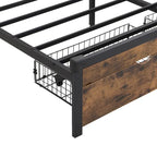 Struttura letto matrimoniale King Size in metallo con testiera in legno e luci a LED