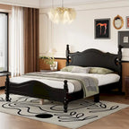 Letto a piattaforma in legno di pino con testiera