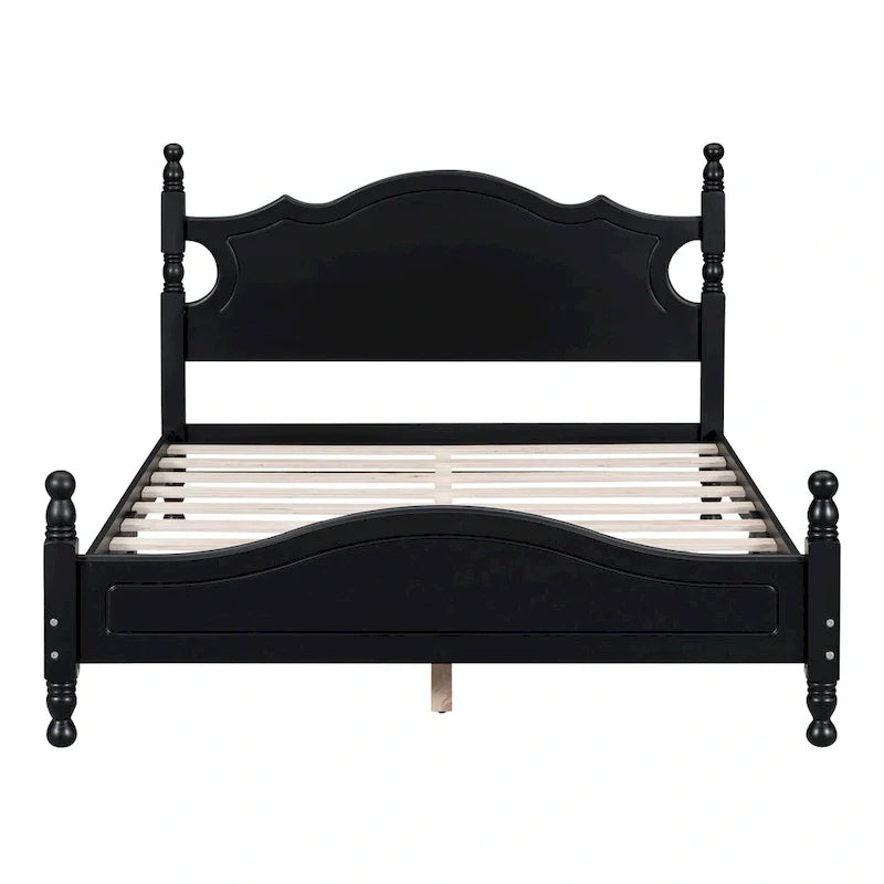 Letto a piattaforma in legno di pino con testiera