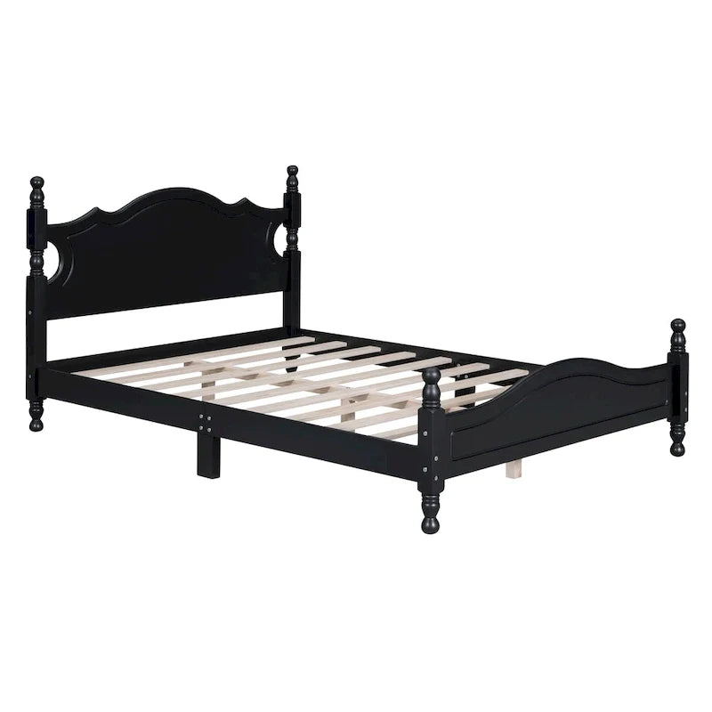 Letto a piattaforma in legno di pino con testiera