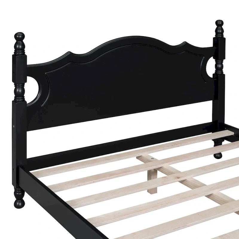 Letto a piattaforma in legno di pino con testiera