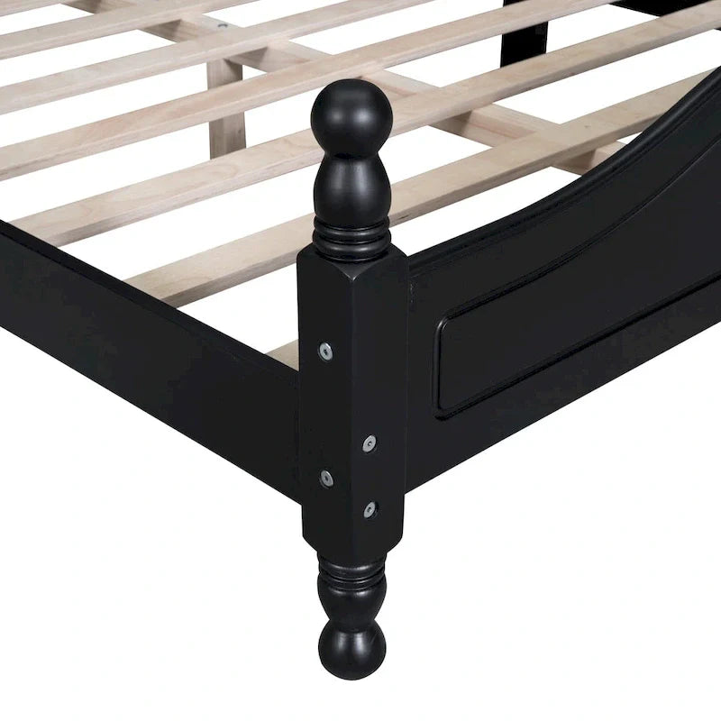 Letto a piattaforma in legno di pino con testiera