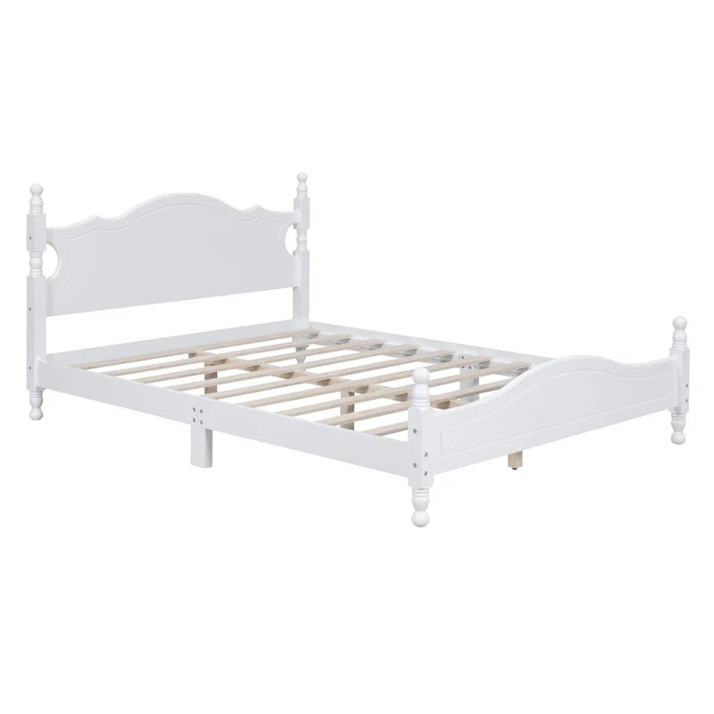 Letto a piattaforma in legno di pino con testiera