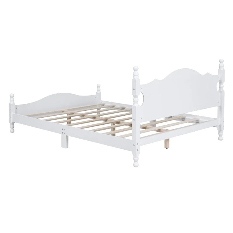 Letto a piattaforma in legno di pino con testiera