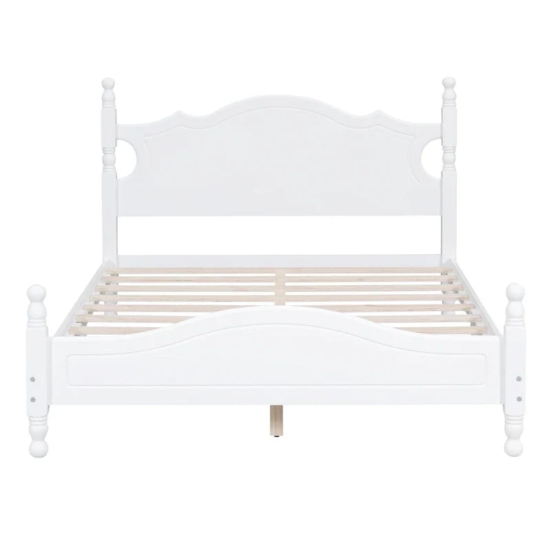 Letto a piattaforma in legno di pino con testiera