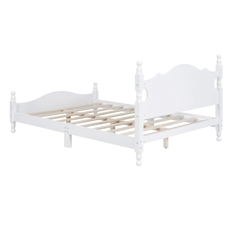 Letto a piattaforma in legno di pino con testiera