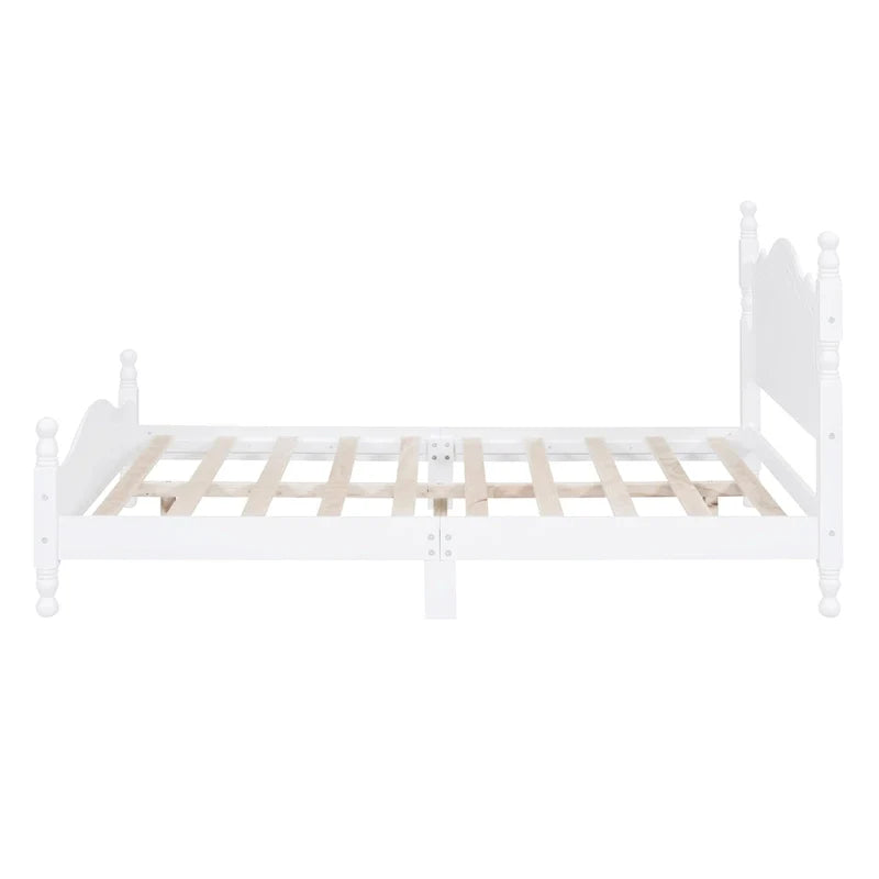 Letto a piattaforma in legno di pino con testiera