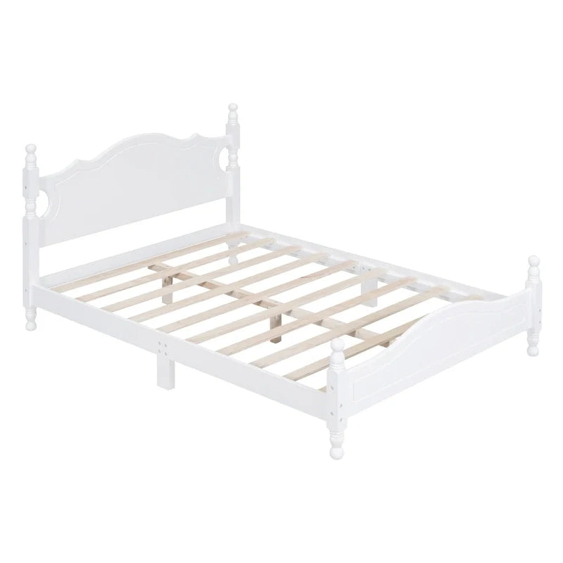 Letto a piattaforma in legno di pino con testiera