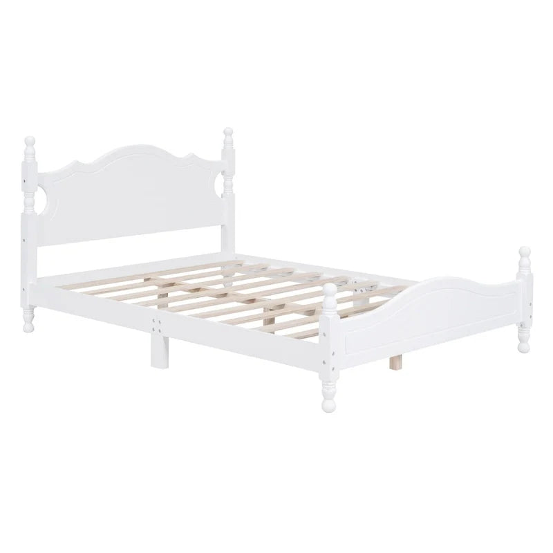 Letto a piattaforma in legno di pino con testiera