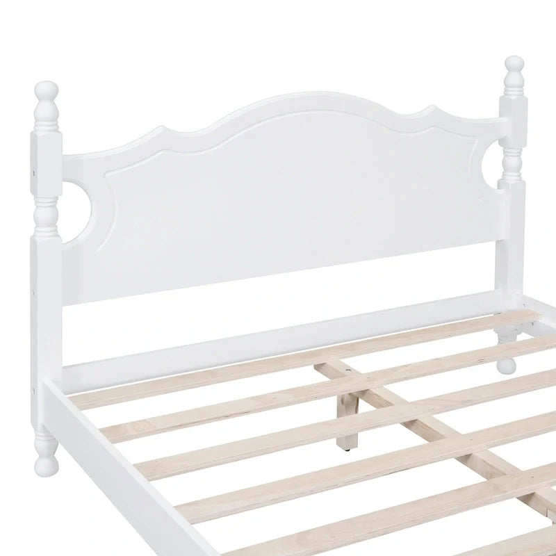 Letto a piattaforma in legno di pino con testiera