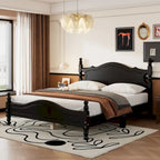 Letto a piattaforma in legno di pino con testiera