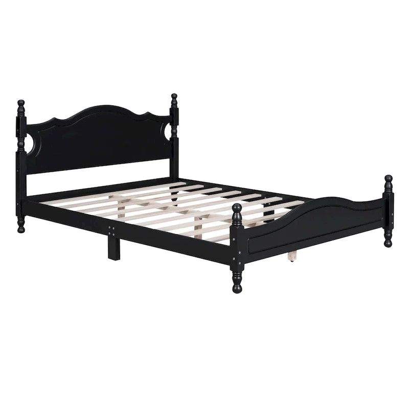Letto a piattaforma in legno di pino con testiera