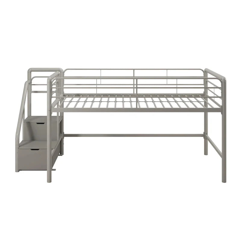 Letto a soppalco singolo junior con scalini contenitori