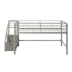 Letto a soppalco singolo junior con scalini contenitori