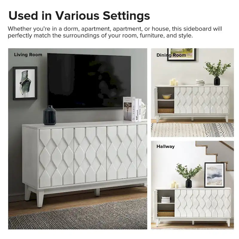 60 Credenza Mid-Century Modern con ripiani regolabili