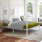 Struttura letto a piattaforma a baldacchino in metallo bianco King Size