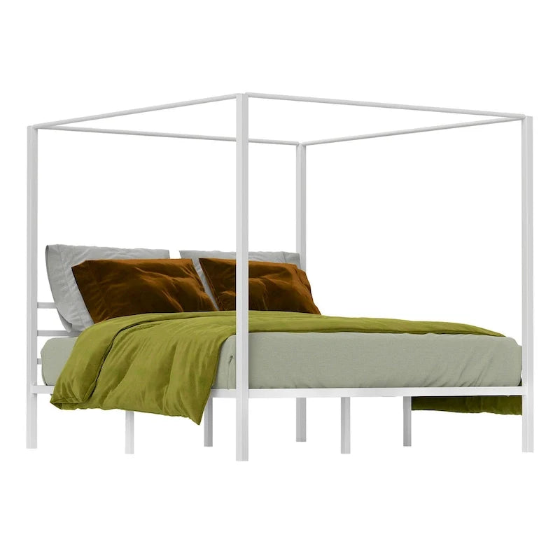 Struttura letto a piattaforma a baldacchino in metallo bianco King Size