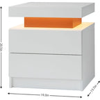Comodino a 2 cassetti con luci a LED