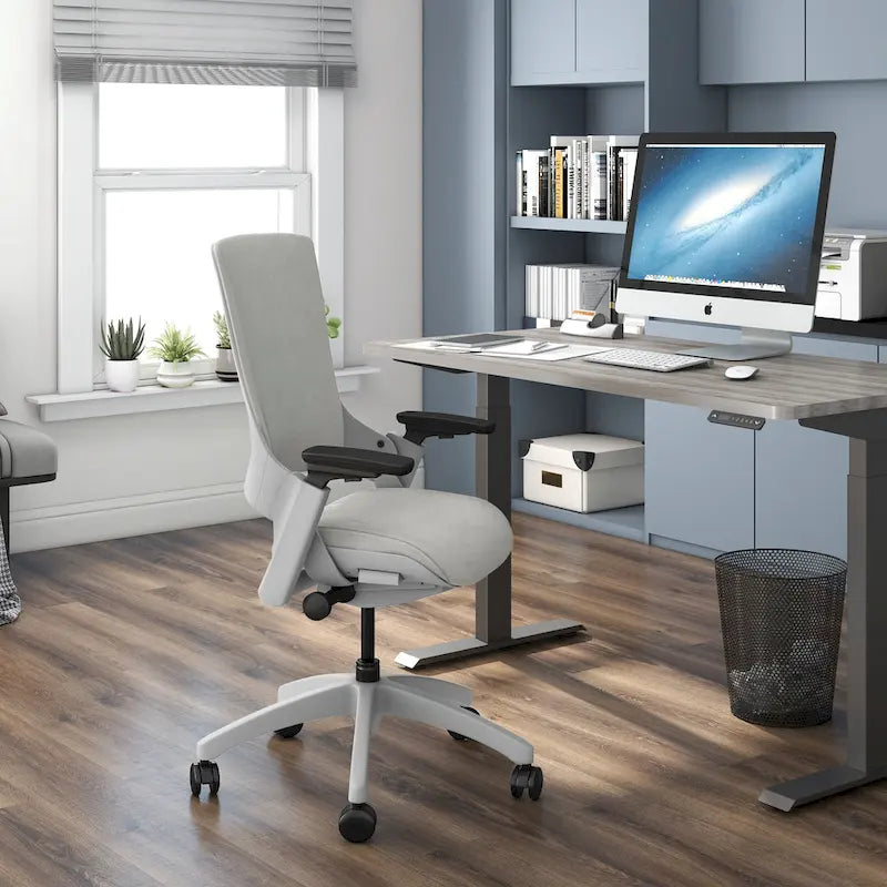 Sedia da Ufficio Ergonomica Regolabile in Altezza – Tessuto Grigio