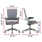 Sedia da Ufficio Ergonomica Regolabile in Altezza – Tessuto Grigio
