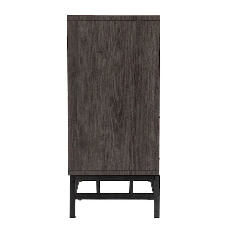 Mobile TV con camino elettrico in legno grigio contemporaneo