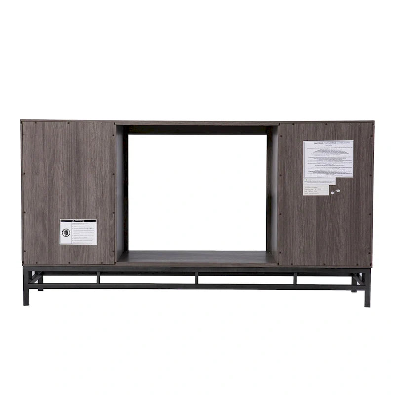 Mobile TV con camino elettrico in legno grigio contemporaneo