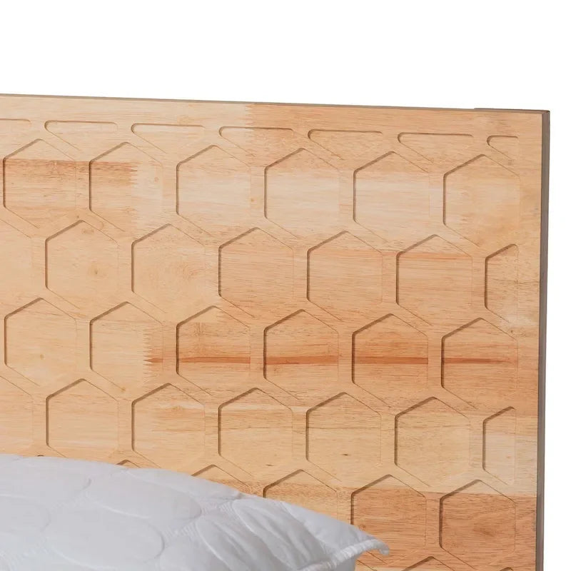 Piattaforma letto intagliata a nido d'ape – Legno naturale