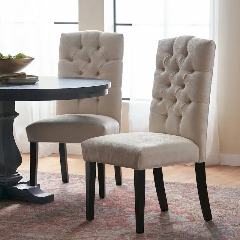 Set di 2 sedie da pranzo imbottite con gambe in legno