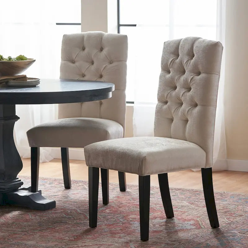 Set di 2 sedie da pranzo imbottite con gambe in legno