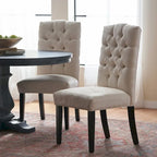 Set di 2 sedie da pranzo imbottite con gambe in legno