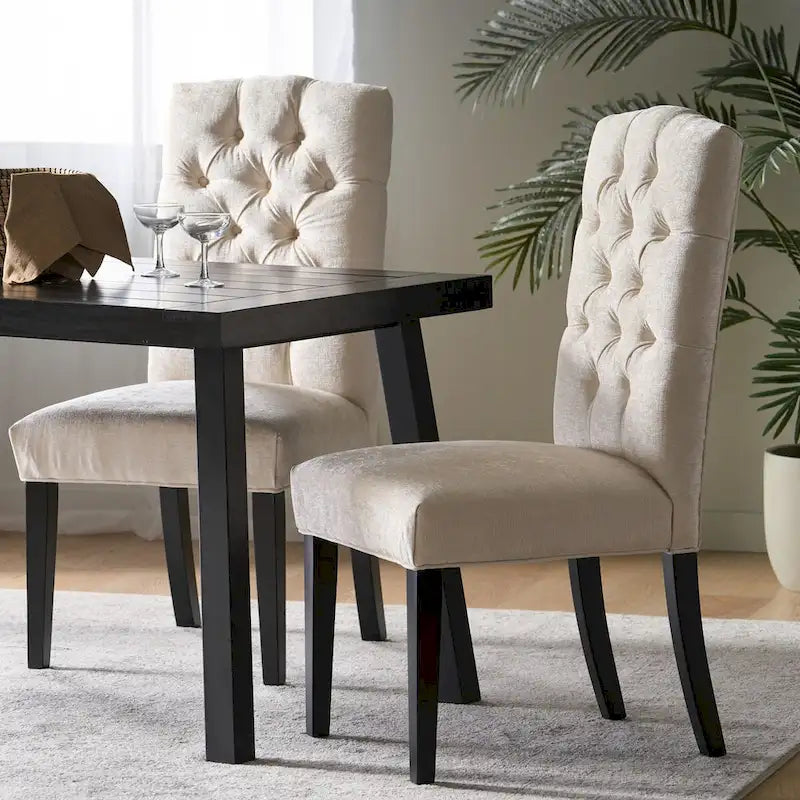 Set di 2 sedie da pranzo imbottite con gambe in legno