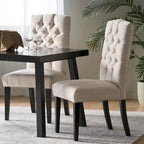 Set di 2 sedie da pranzo imbottite con gambe in legno