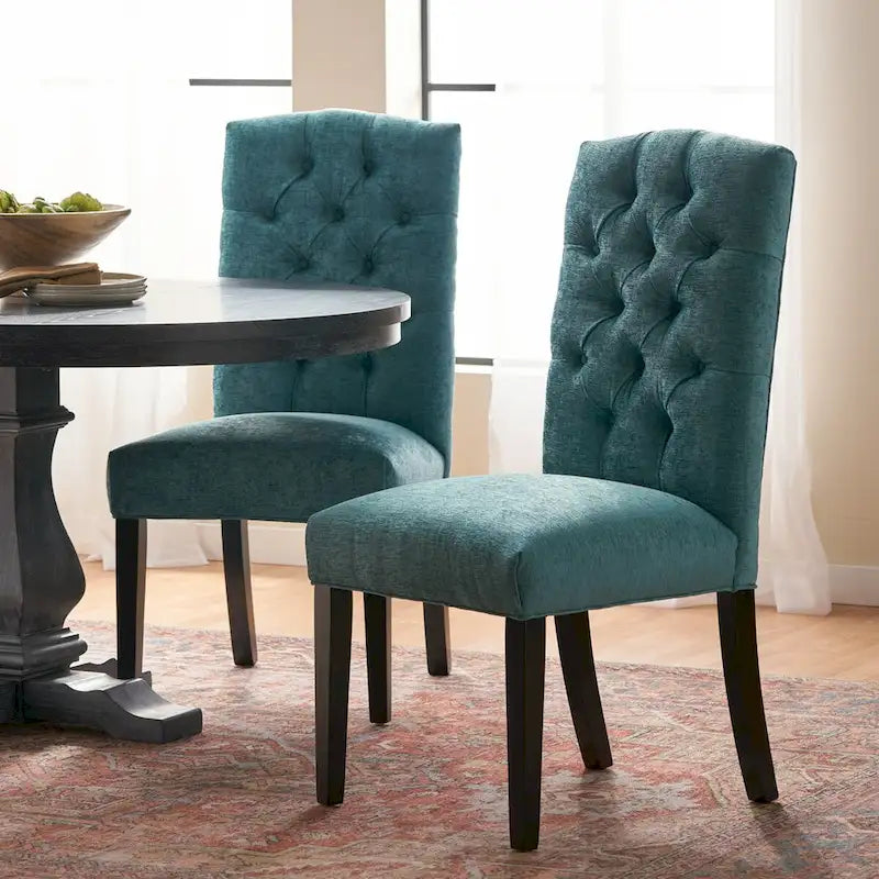Set di 2 sedie da pranzo imbottite con gambe in legno