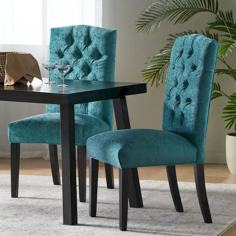 Set di 2 sedie da pranzo imbottite con gambe in legno
