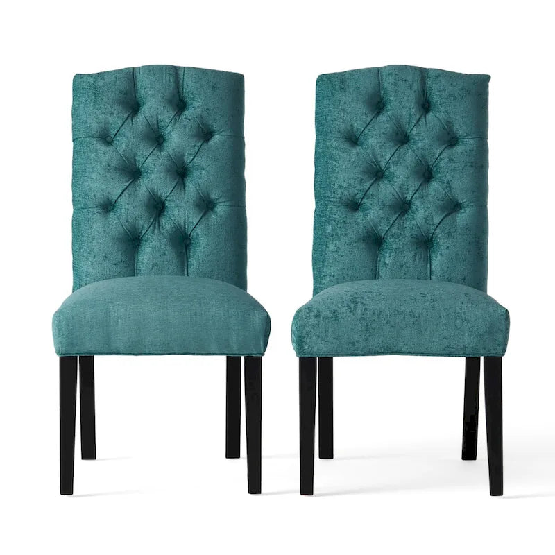 Set di 2 sedie da pranzo imbottite con gambe in legno