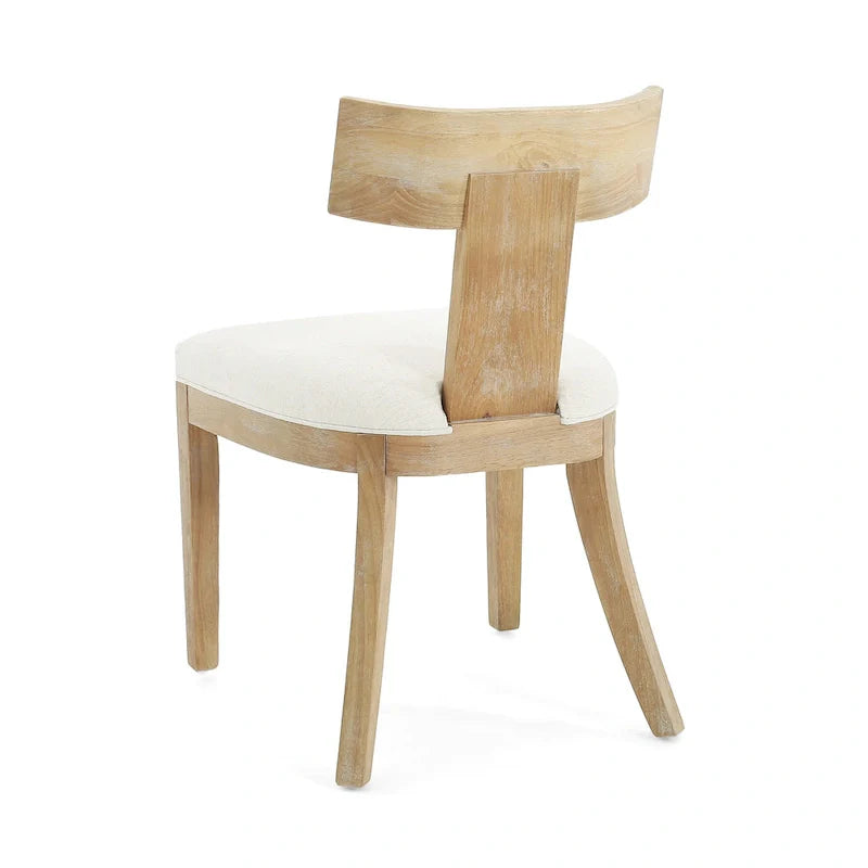 Sedia da Pranzo Imbottita con Schienale a Doghe in Tessuto e Legno di Gomma (Set di 2)